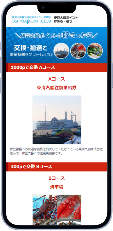 システム連携API型WEB抽選システムのスマートフォン表示画面